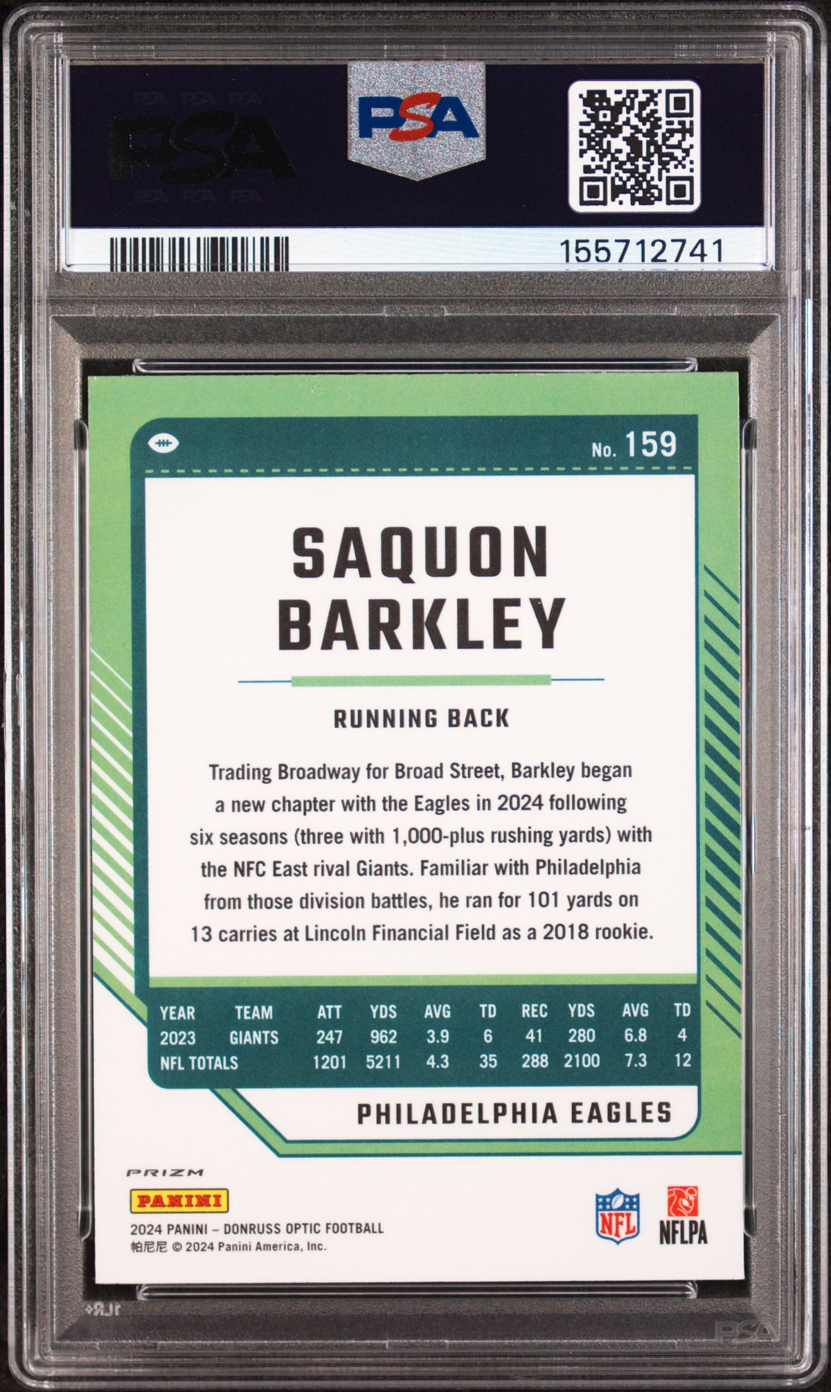 2024 Donruss Optic Stars Saquon Barkley #159 PSA 9