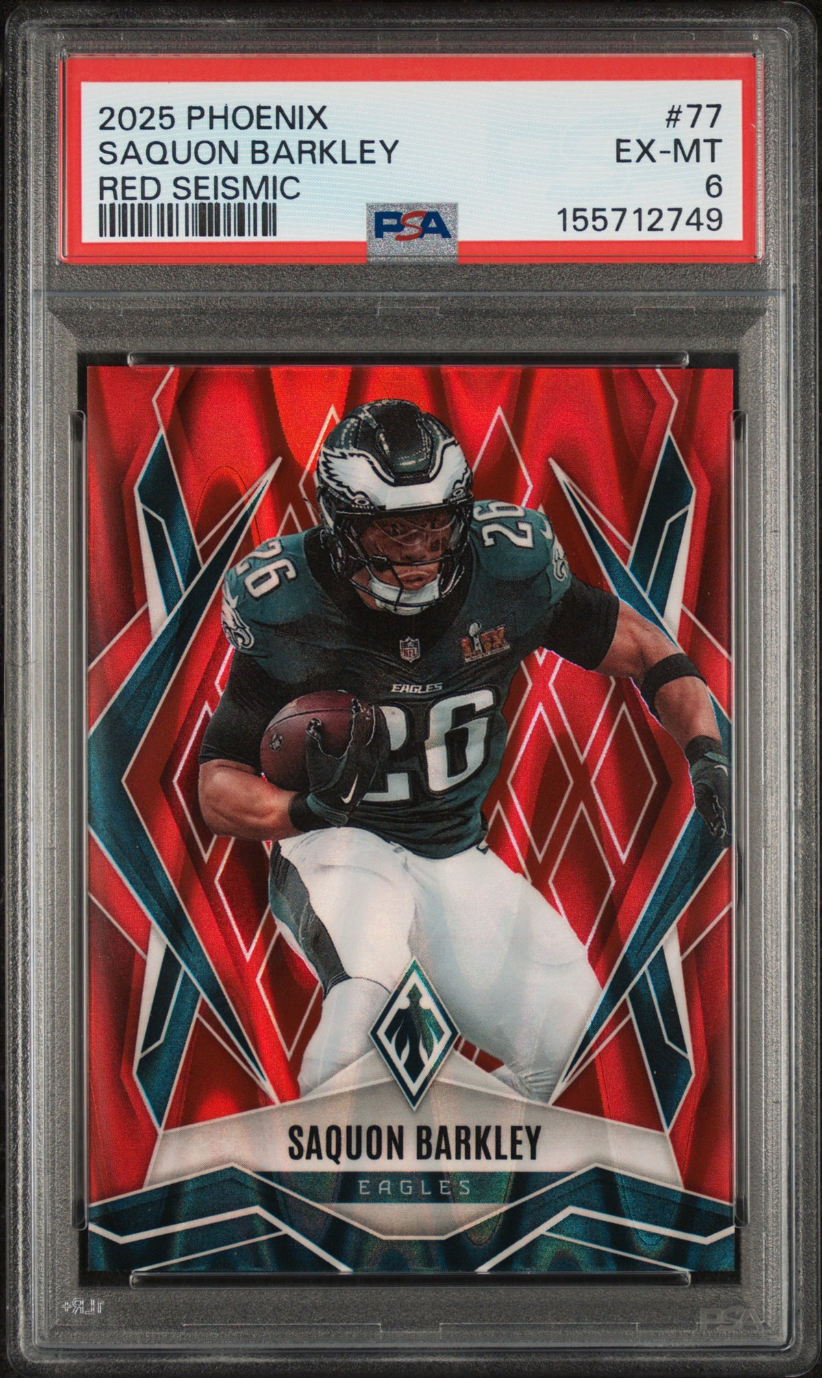 2025 Panini Phoenix Red Seismic Saquon Barkley #77 PSA 6