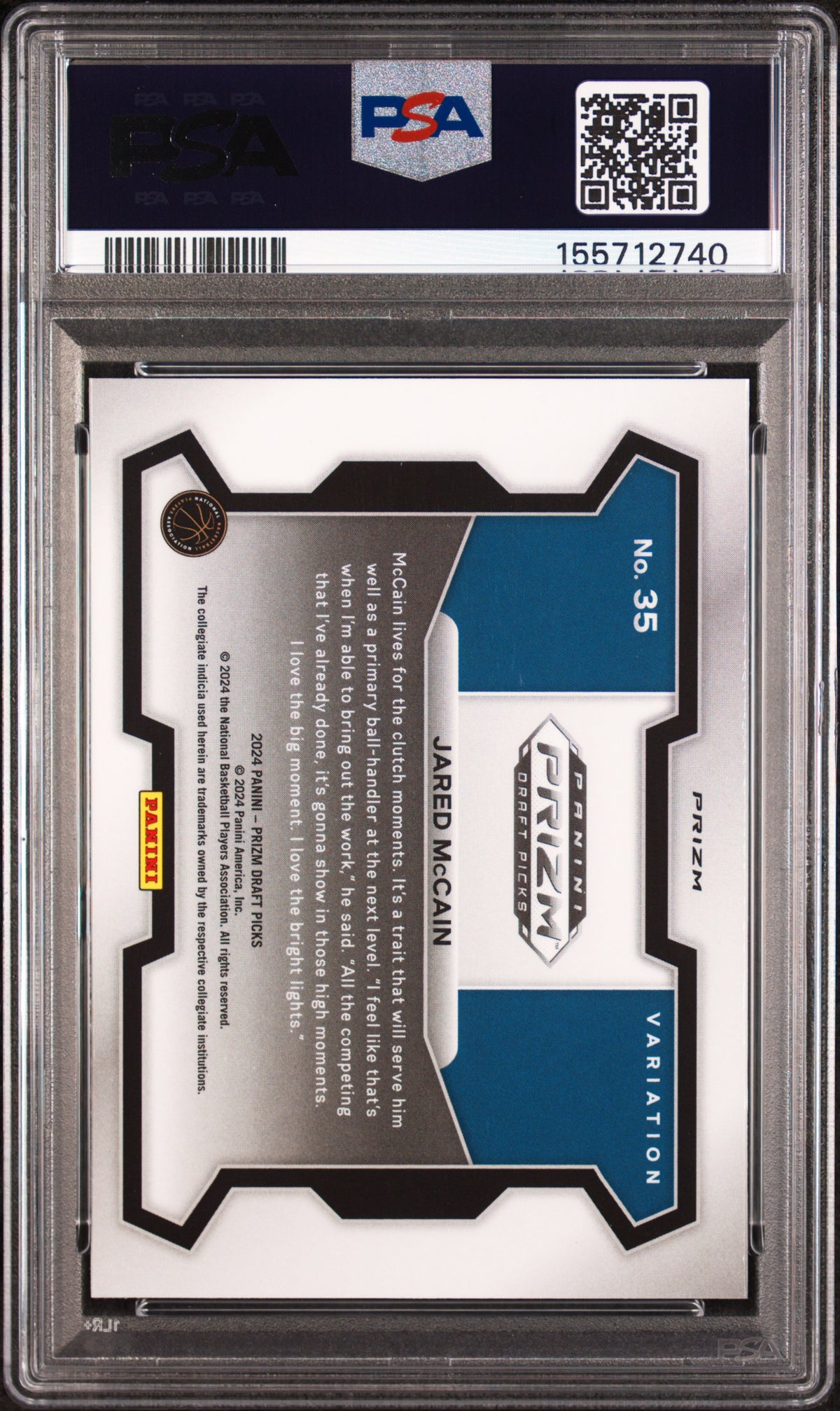 2024 Panini Prizm Draft Picks Variation-Tiger Stripe Prizm Jared Mccain #35 PSA 7