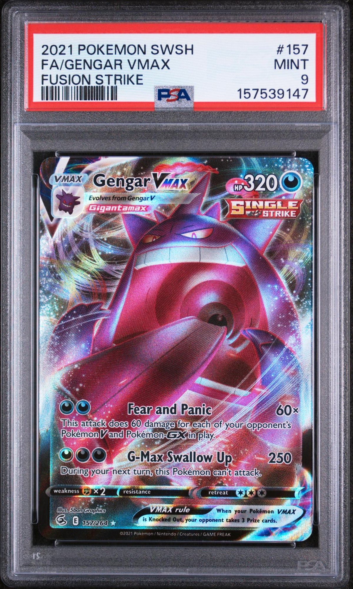 2021 Pokemon Sword and Shield Fusion Strike Gengar Vmax #157 PSA 9