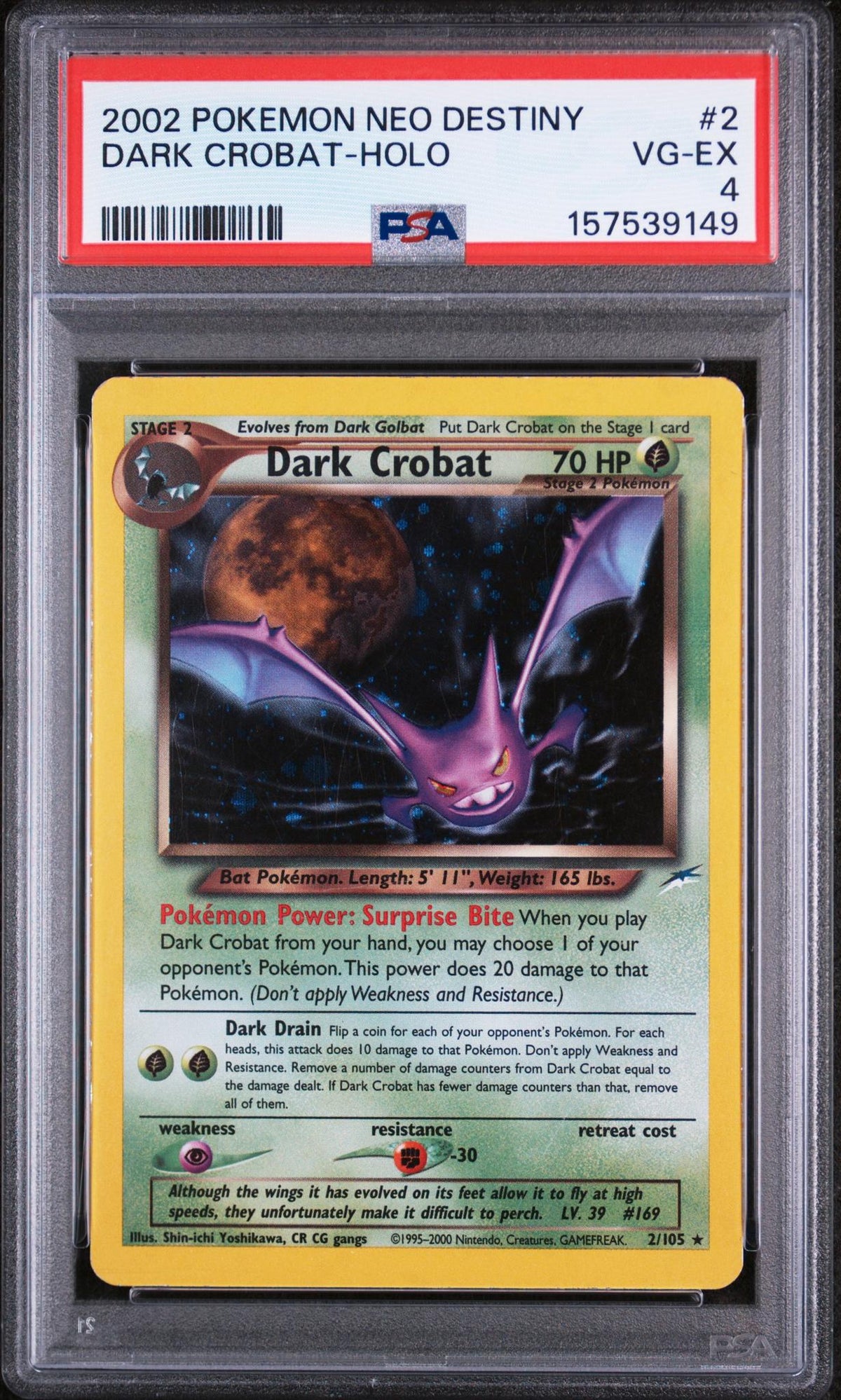 2002 Pokemon Neo Destiny Holo Dark Crobat #2 PSA 4