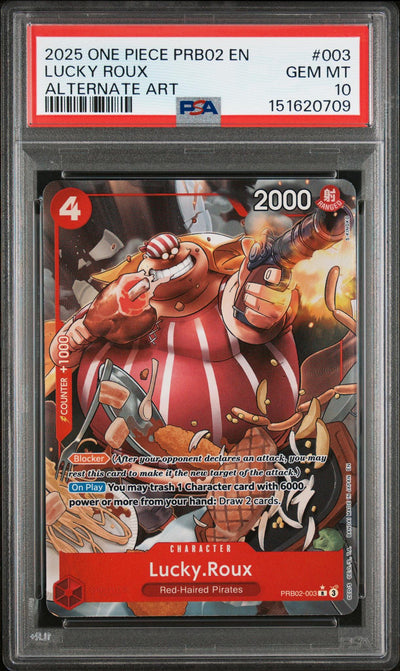 2025 Piece Card Game One Piece Card the Best Premium Booster Vol. 2 Lucky Roux #PRB02003 PSA 10