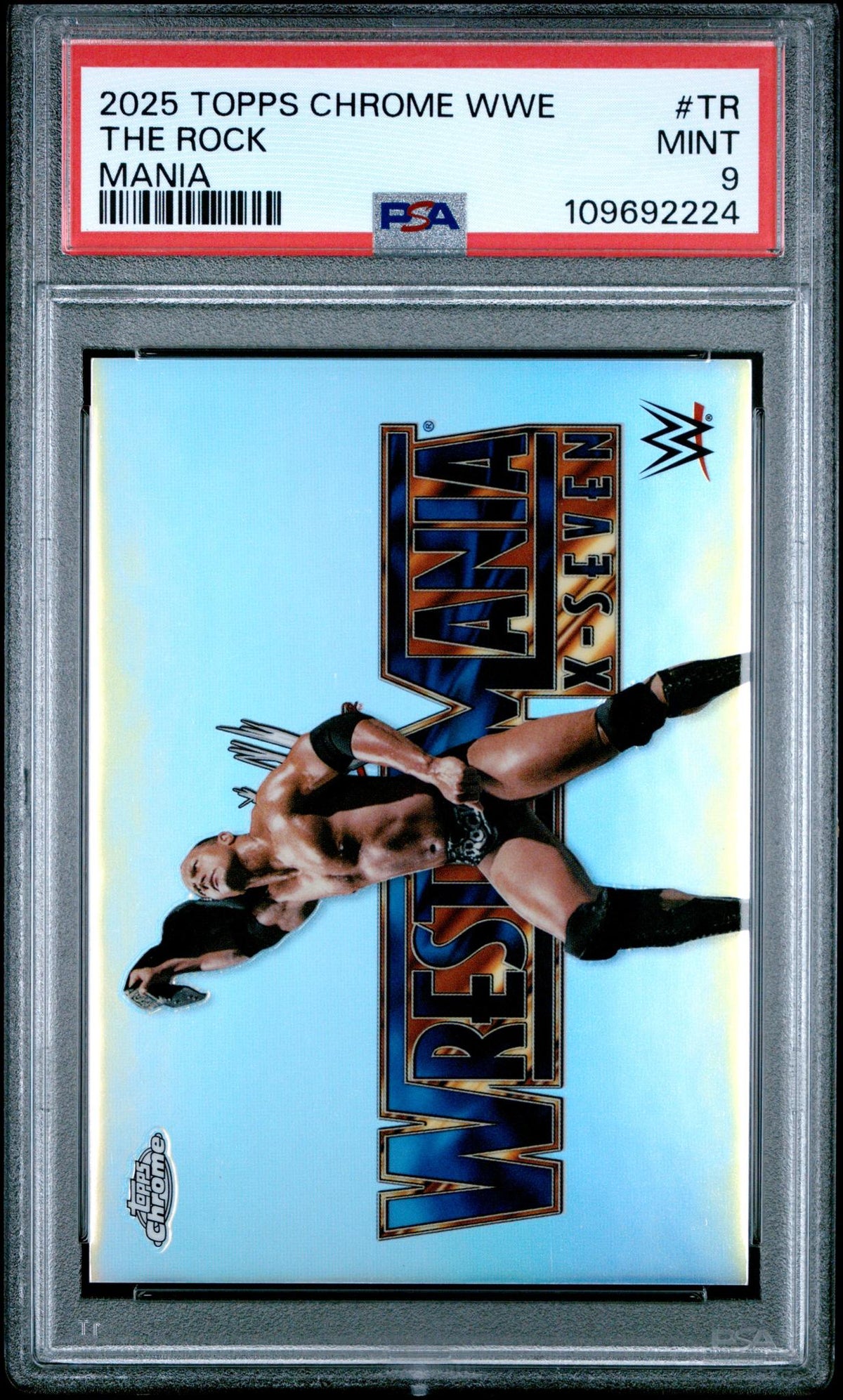 2025 Topps Chrome WWE Mania the Rock #MNATR PSA 9