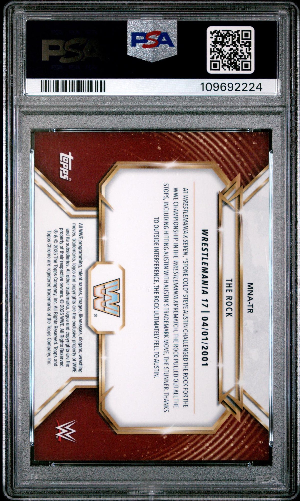 2025 Topps Chrome WWE Mania the Rock #MNATR PSA 9