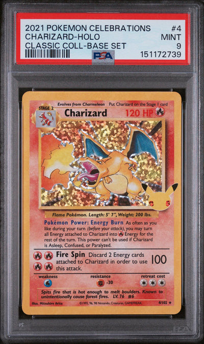 2021 Pokemon Sword and Shield Celebrations Classic Collection Base Set Holo Charizard #4 PSA 9