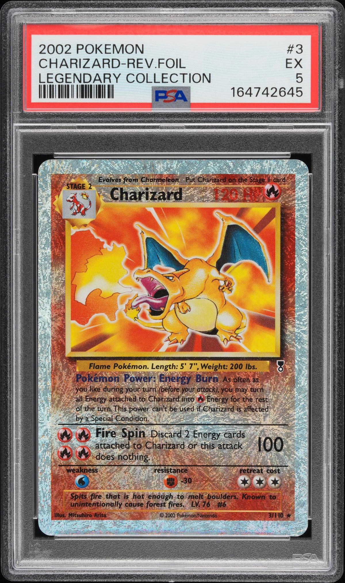 2002 Pokemon Legendary Collection Reverse Holo Charizard #3 PSA 5