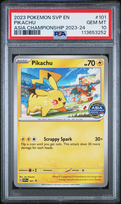 2023 Pokemon Black Star Promo Asia Championship '23-'24 Pikachu #101 PSA 10
