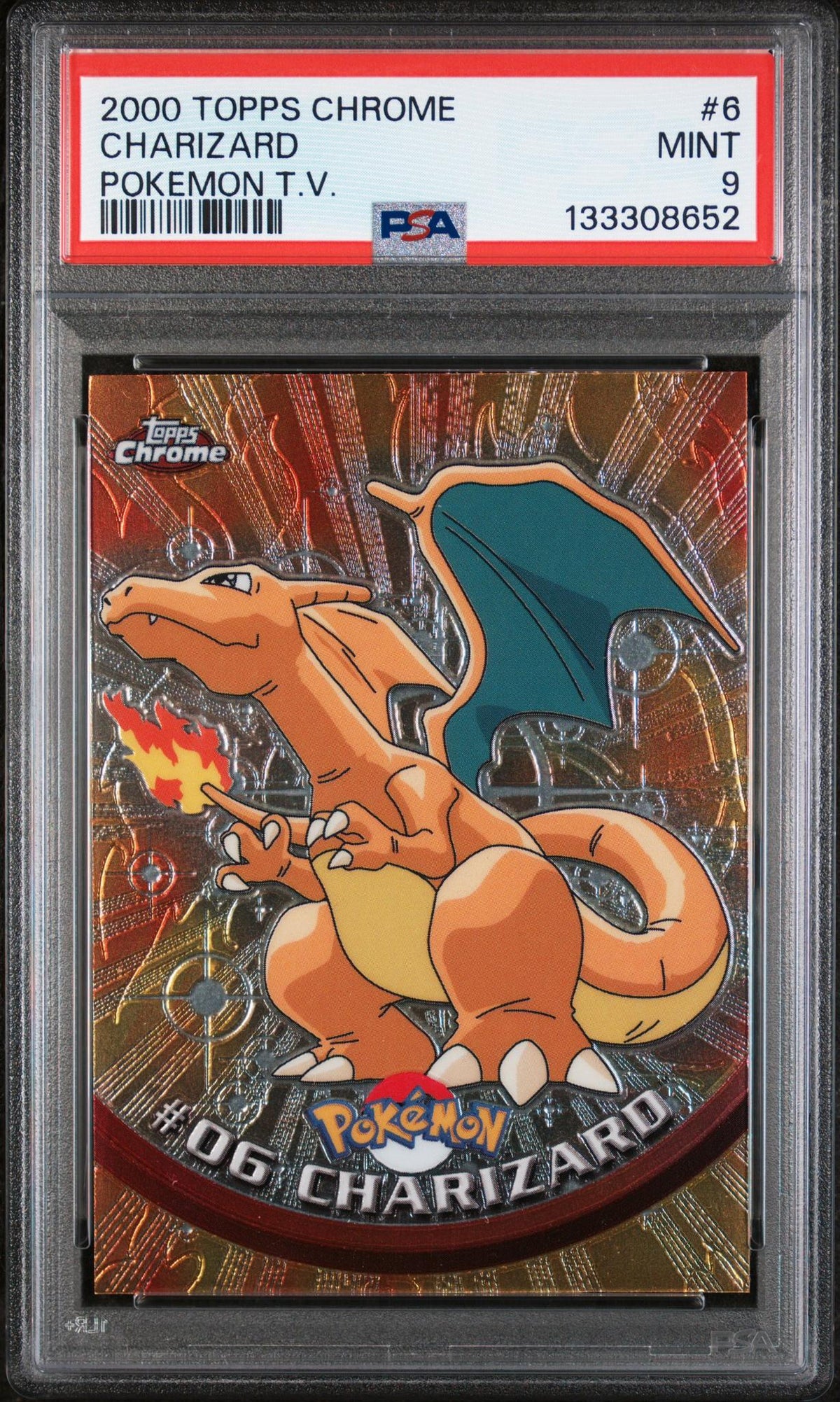 2000 Topps Chrome Pokemon Tv Charizard #6 PSA 9