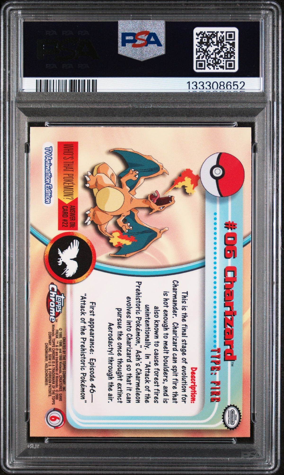 2000 Topps Chrome Pokemon Tv Charizard #6 PSA 9