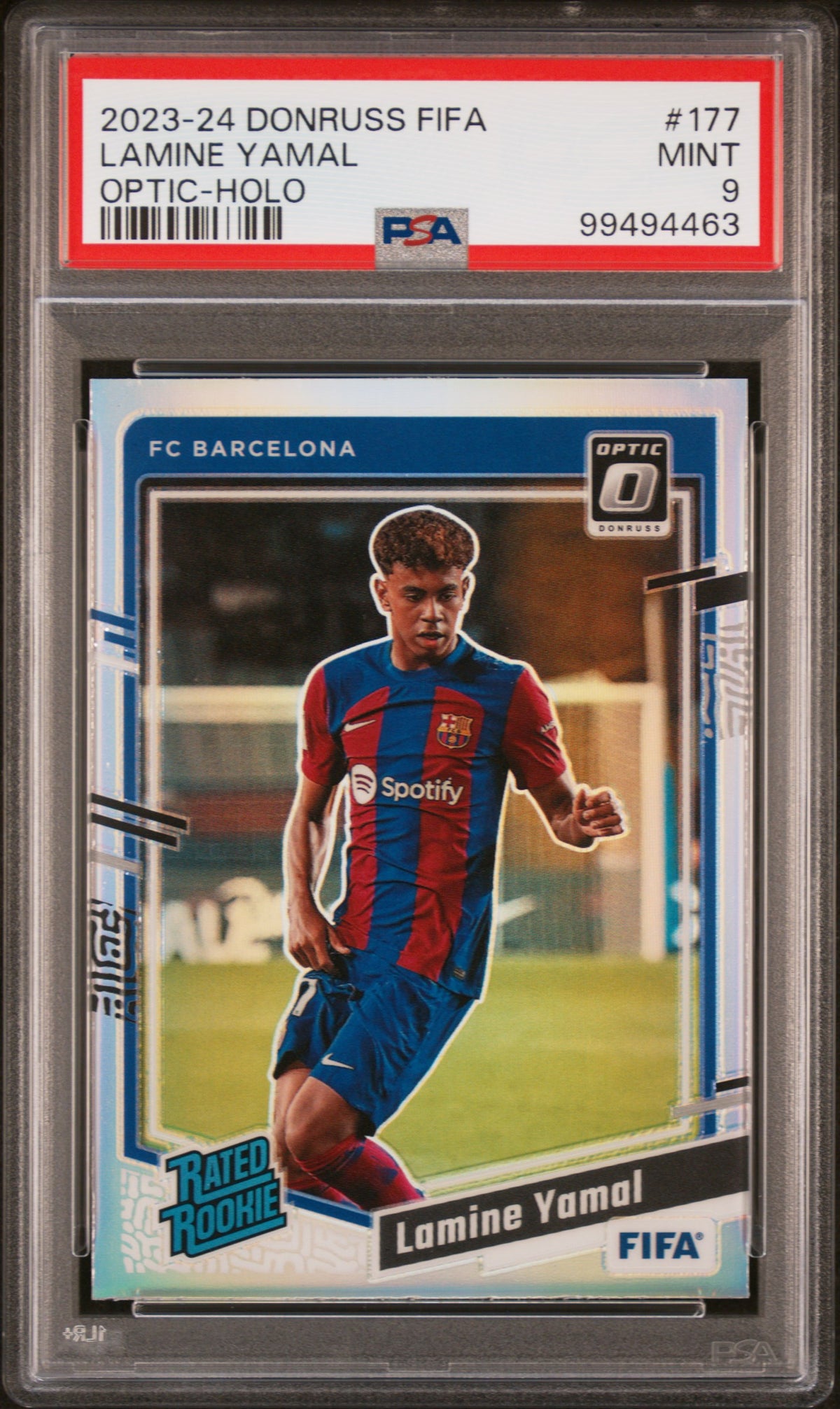 2023 Donruss Fifa Rated Rookie Optic Holo Lamine Yamal #177 PSA 9
