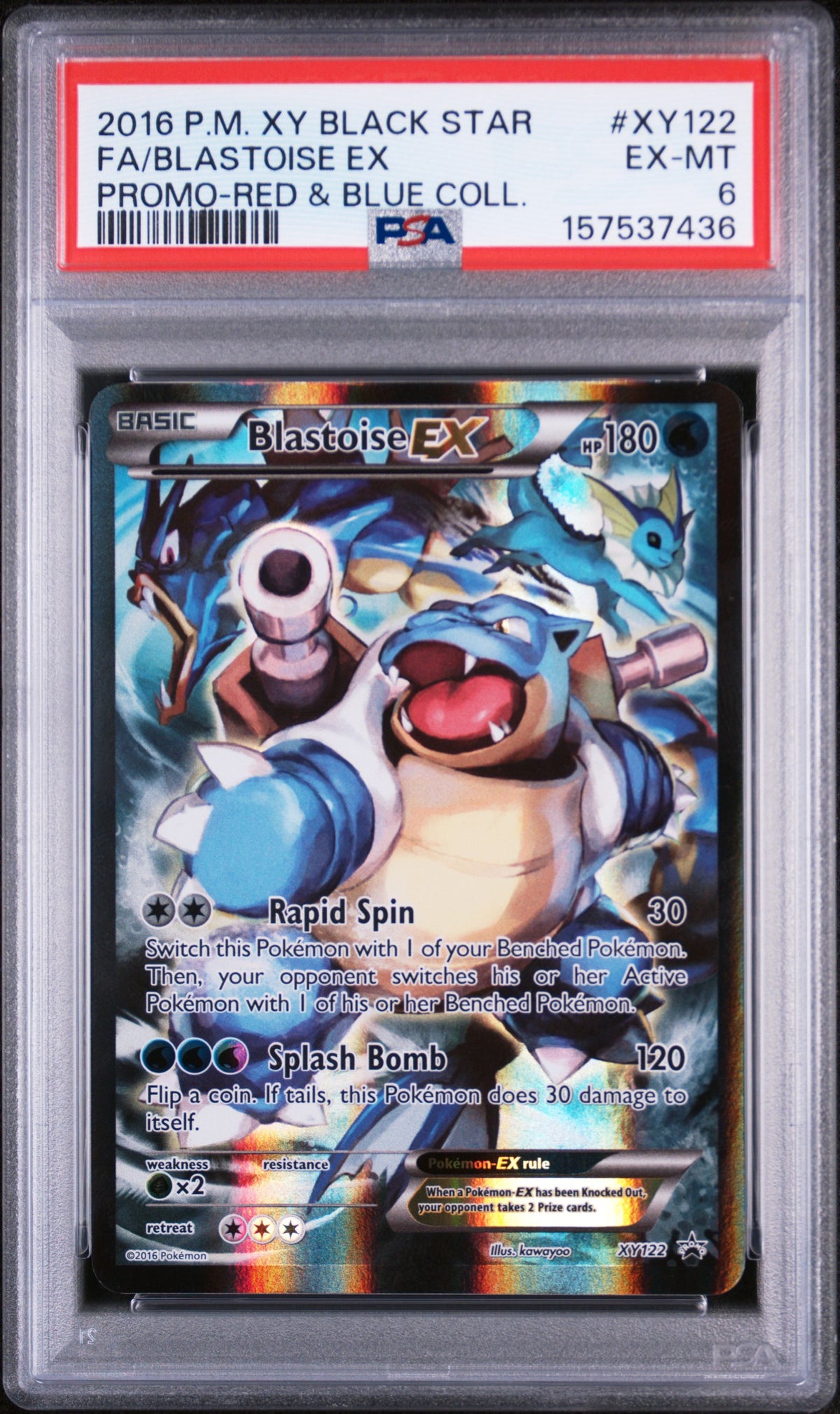 2016 Pokemon XY Black Star Promo Red and Blue Collection Blastoise Ex #XY122 PSA 6