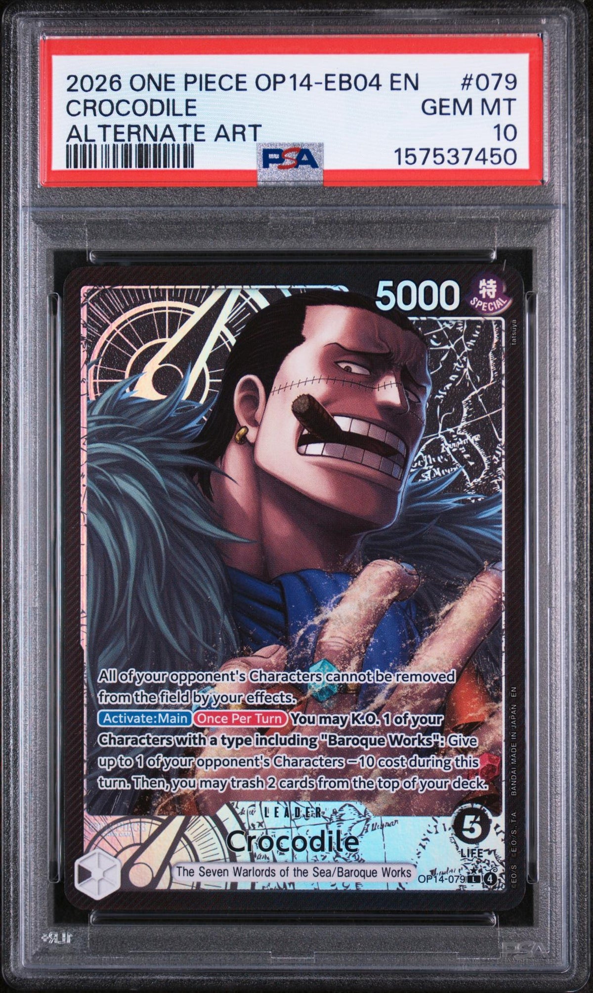 2026 One Piece Card Game Crocodile #079 Alternate Art PSA 10