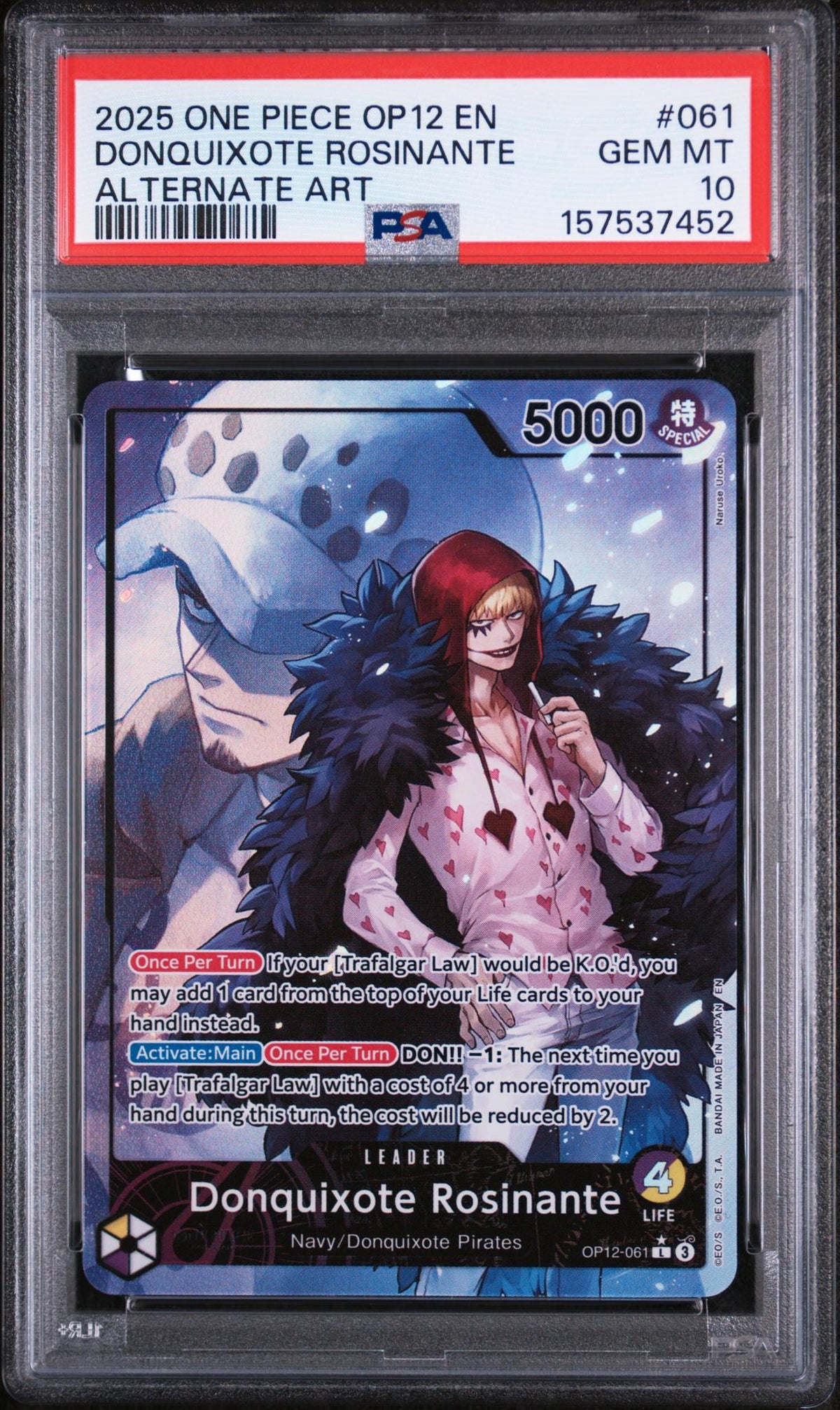 One Piece Card Game Donquixote Rosinante #061 Alternate Art PSA 10