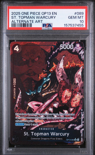 2025 One Piece St. Topman Warcury #089 Alternate Art PSA 10