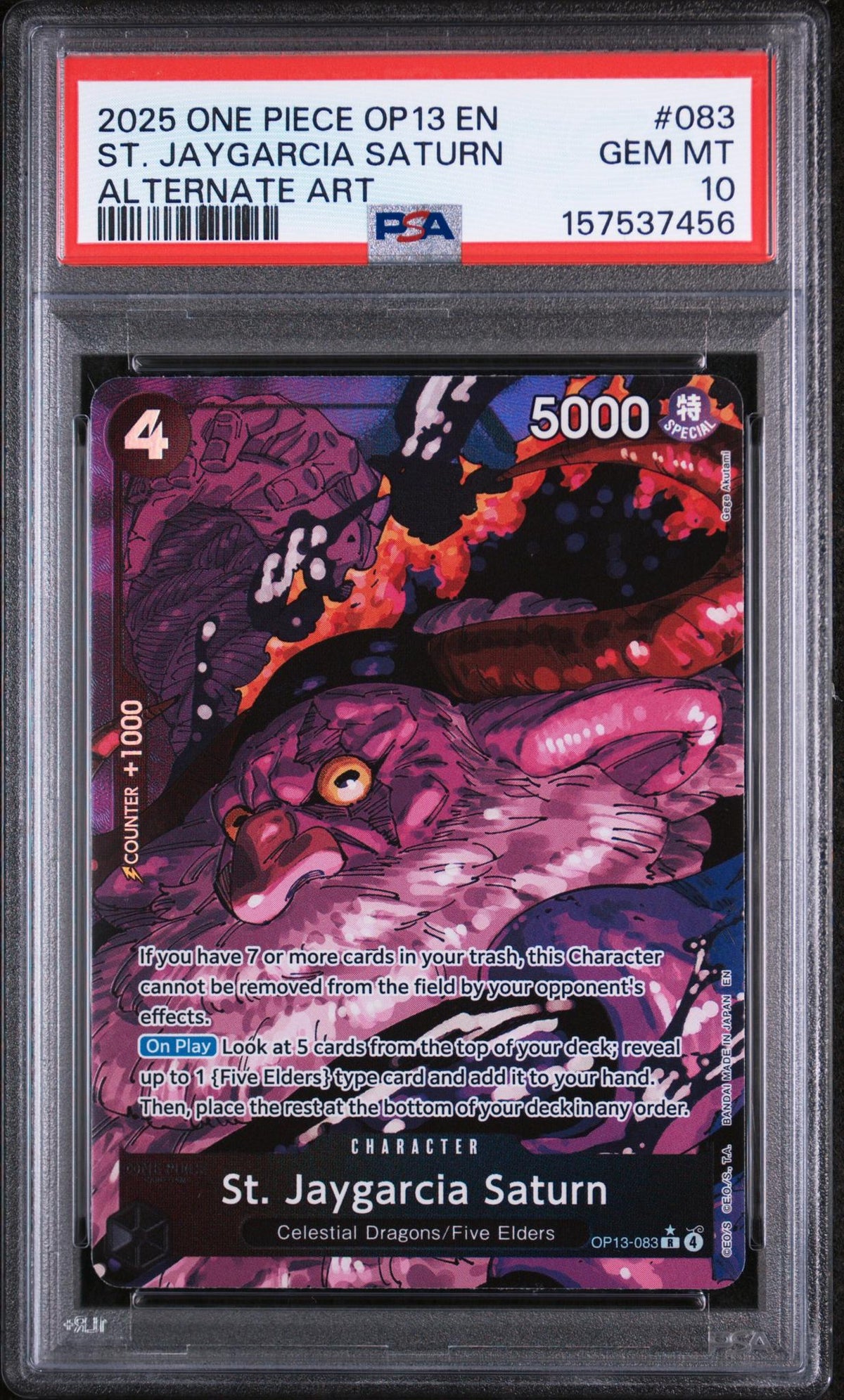 2025 One Piece St. Jaygarcia Saturn #083 Alternate Art PSA 10
