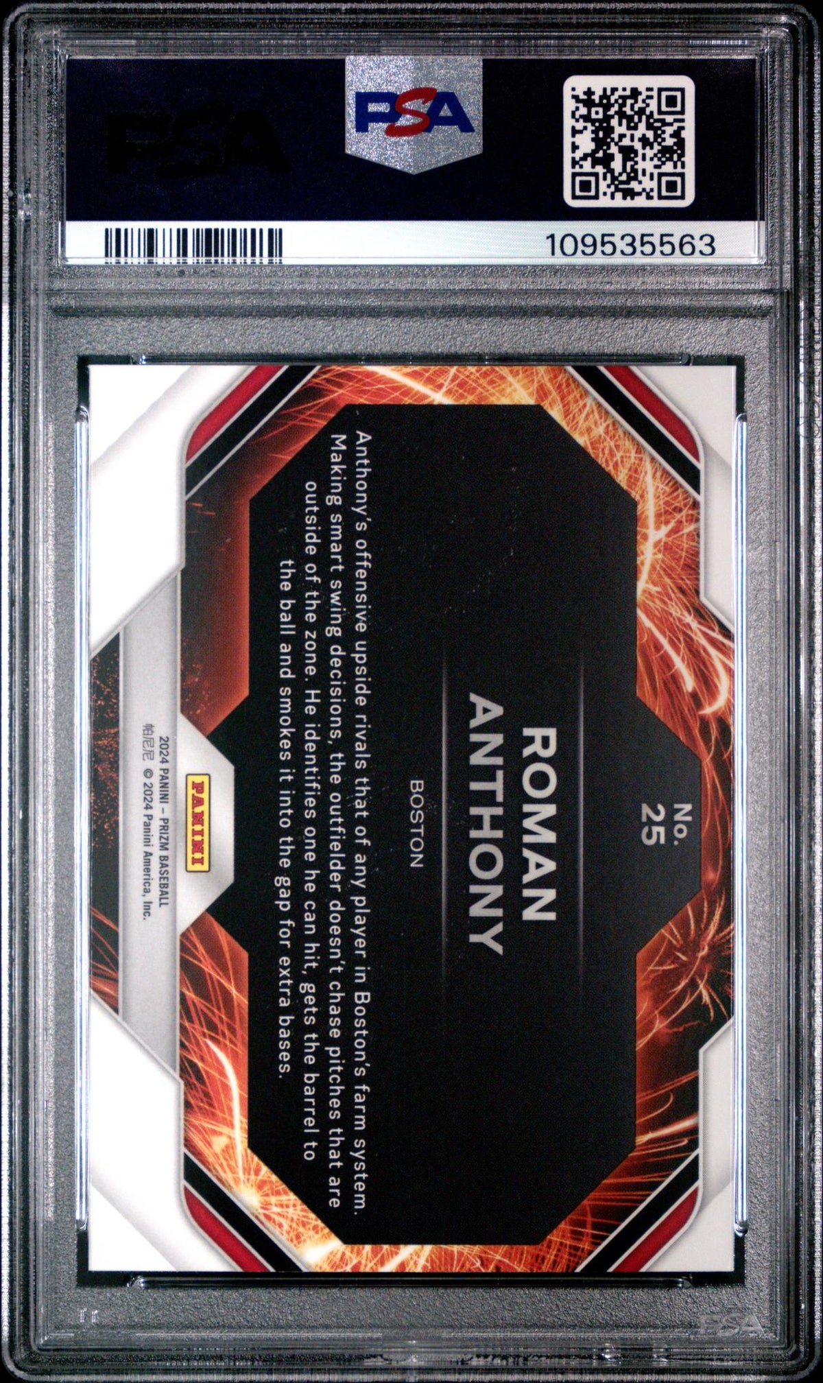 2024 Panini Prizm Fireworks Roman Anthony #25 PSA 10