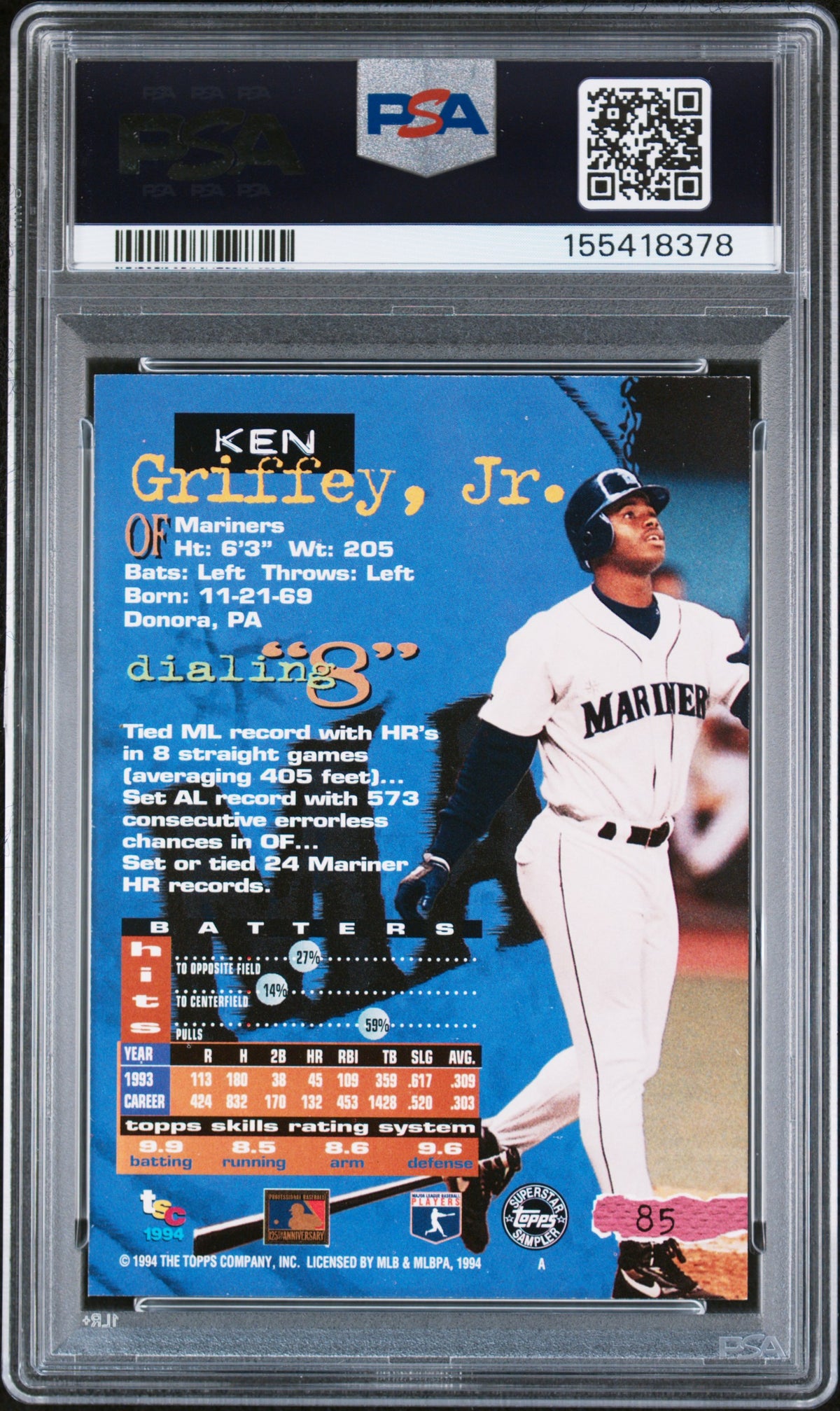 1994 Stadium Club Superstar Samplers Ken Griffey Jr. #85 PSA 9