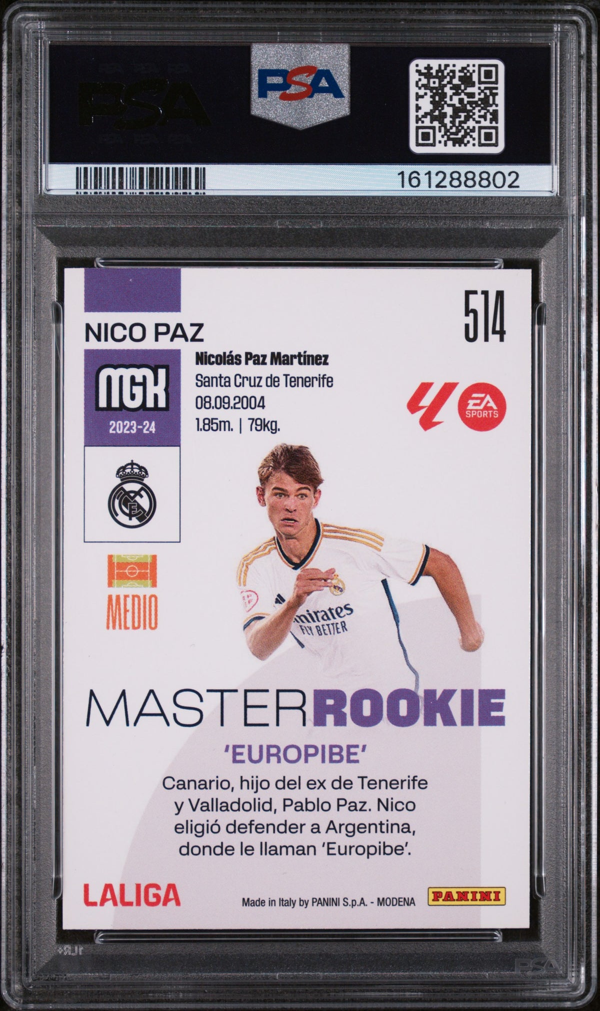 2023 Panini Megacracks Laliga Ea Sports Master Rookie Nico Paz #514 PSA 9