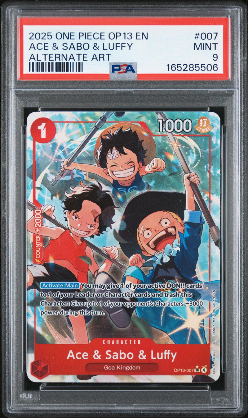 2025 One Piece Carrying On His Will Alternate Art Ace/Luffy/Sabo #OP13007 PSA 9