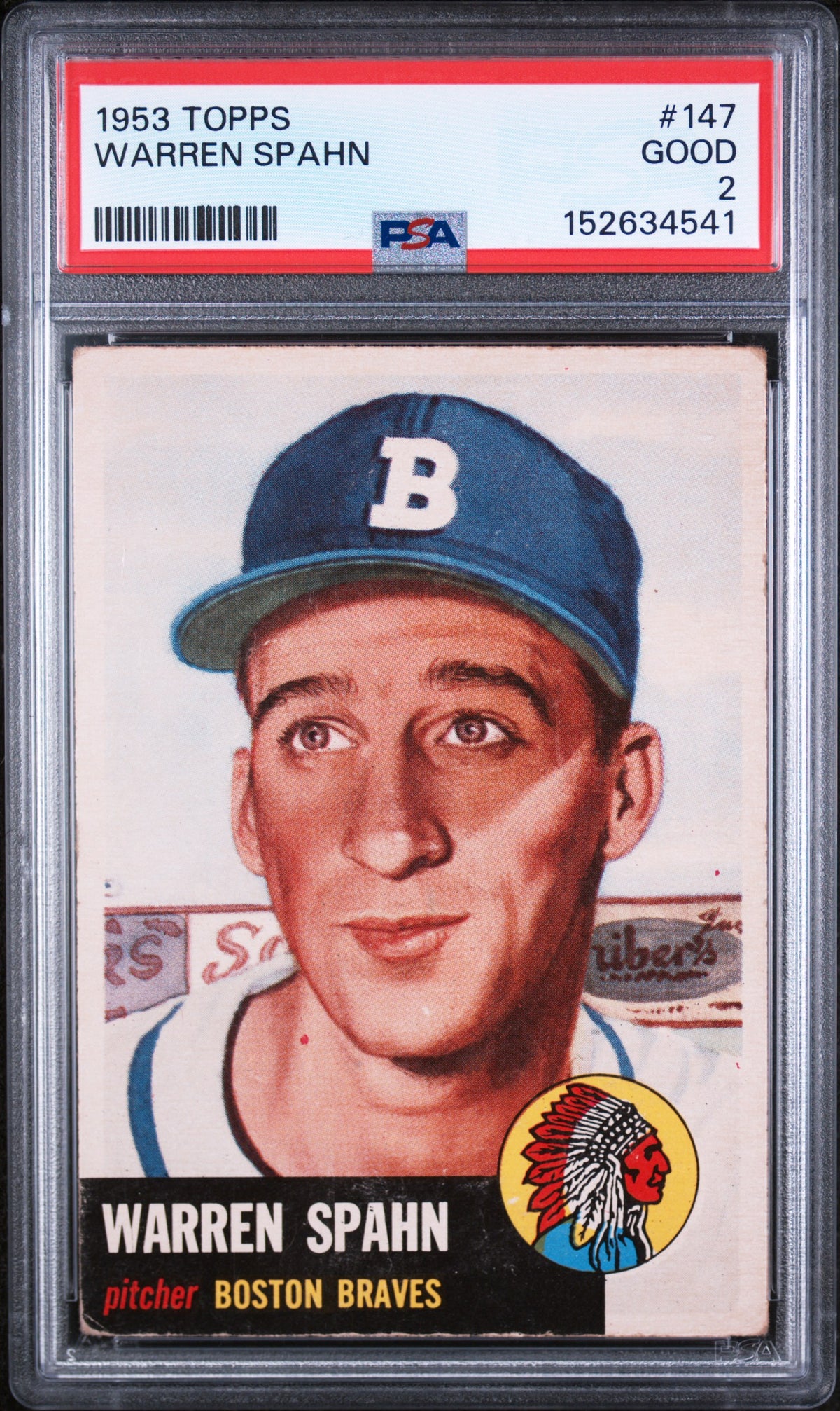 1953 Topps Warren Spahn #147 PSA 2