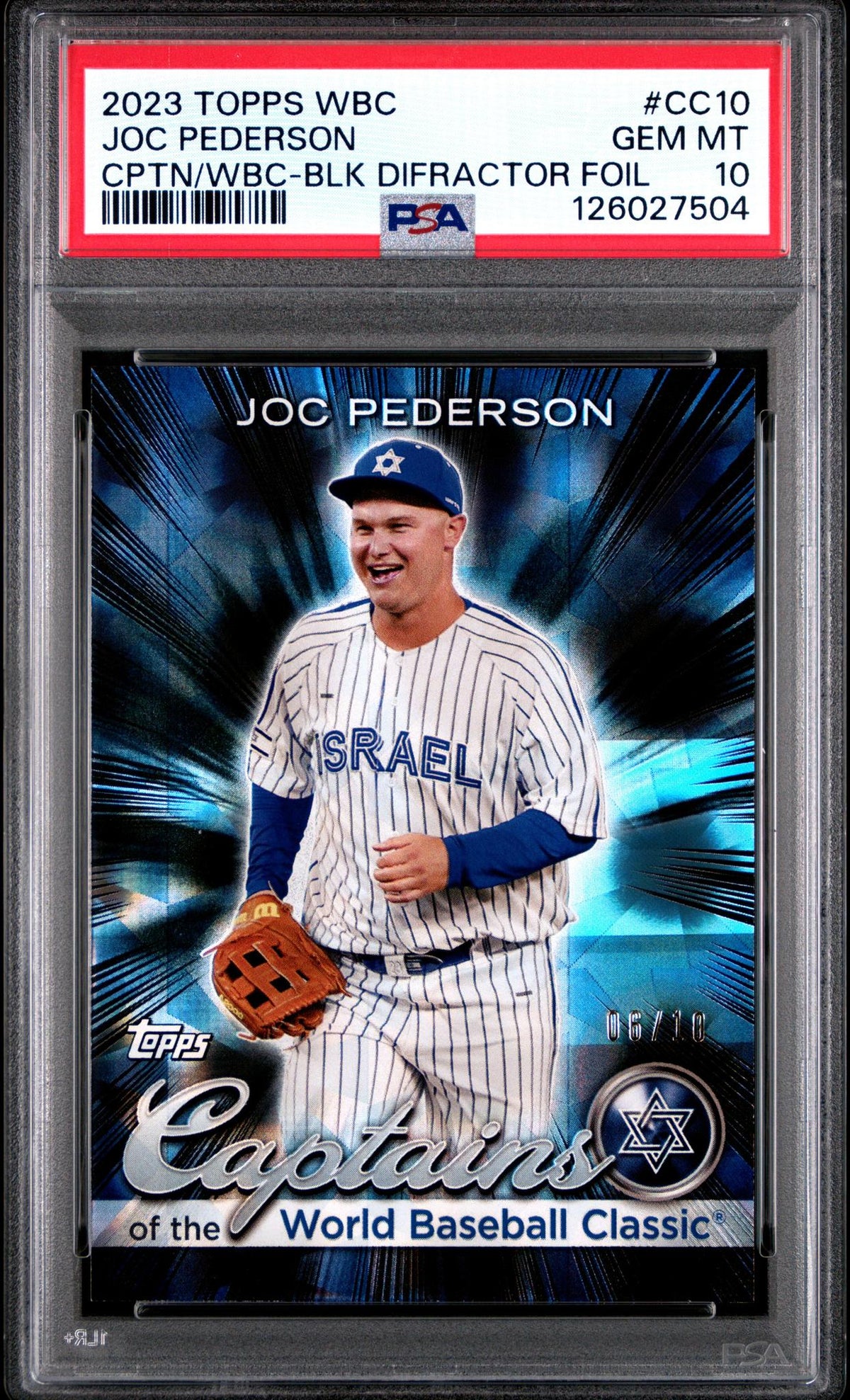 2023 Topps World Baseball Classic Captains of the Classic Black Diffractors Joc Pederson #CC10 /10 PSA 10