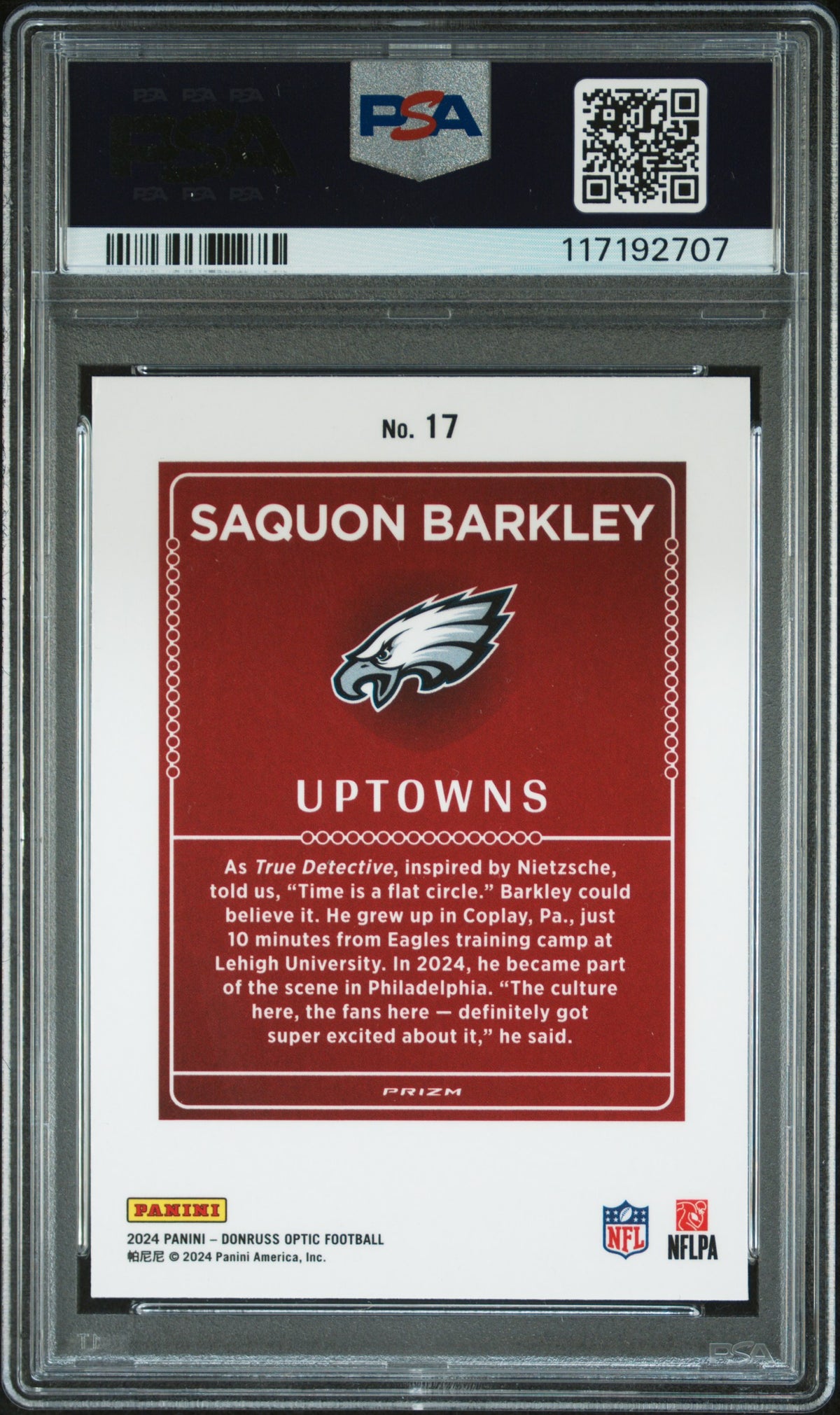 2024 Donruss Optic Uptowns Saquon Barkley #17 PSA 10
