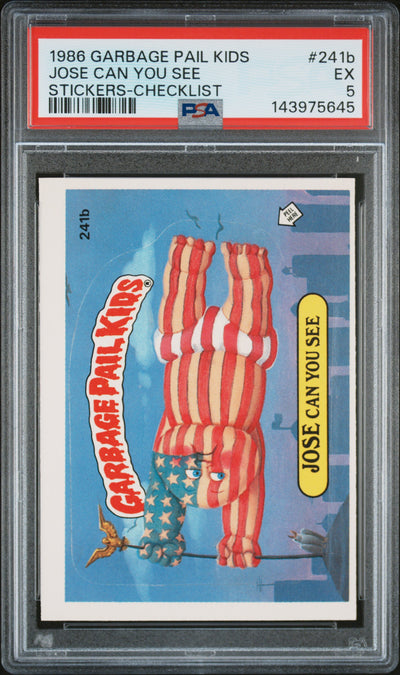 1986 Garbage Pail Kids Stickers Checklist Jose Can You See #241b PSA 5