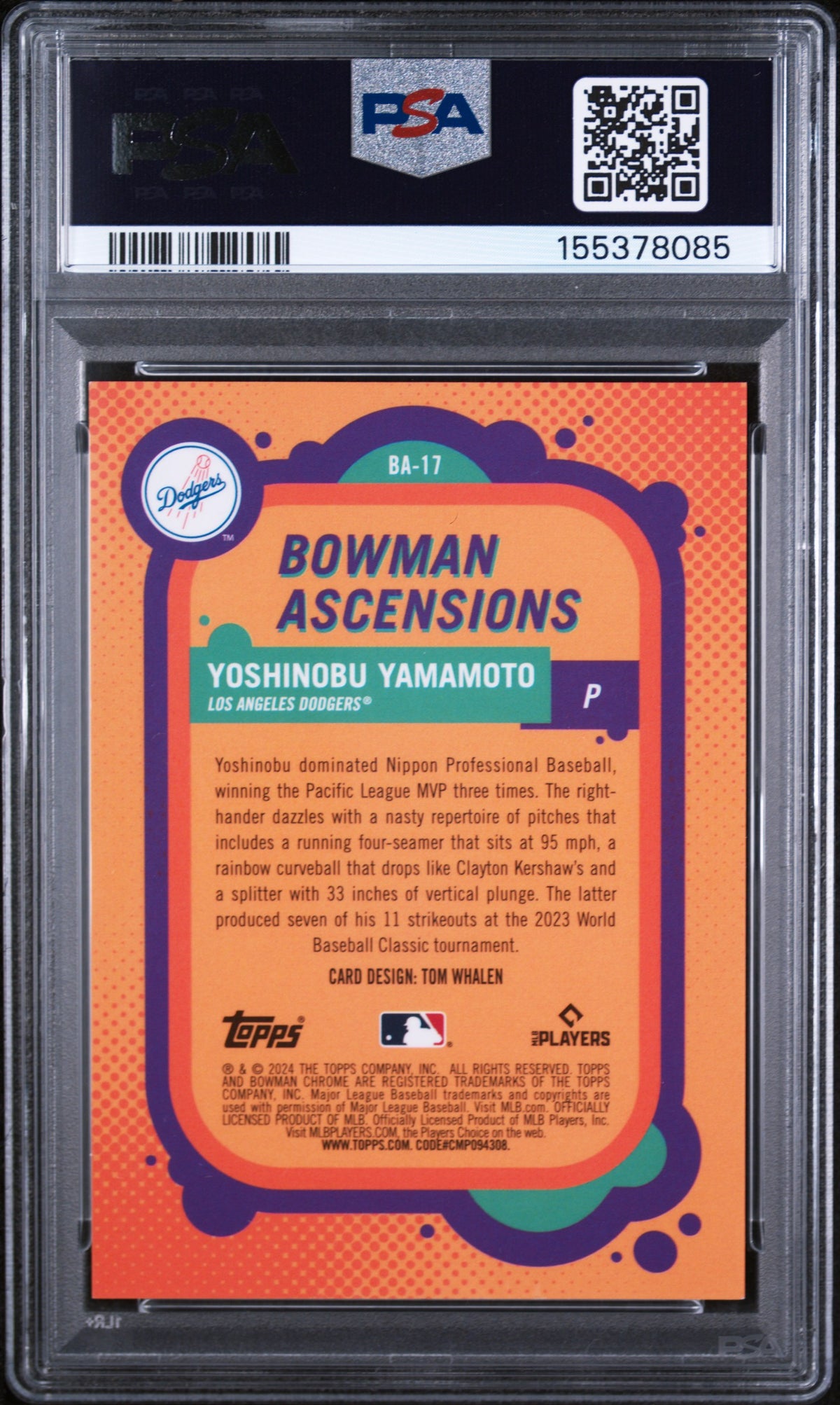 2024 Bowman Chrome Mega Box Bowman Ascensions Yoshinobu Yamamoto #BA17 PSA 9