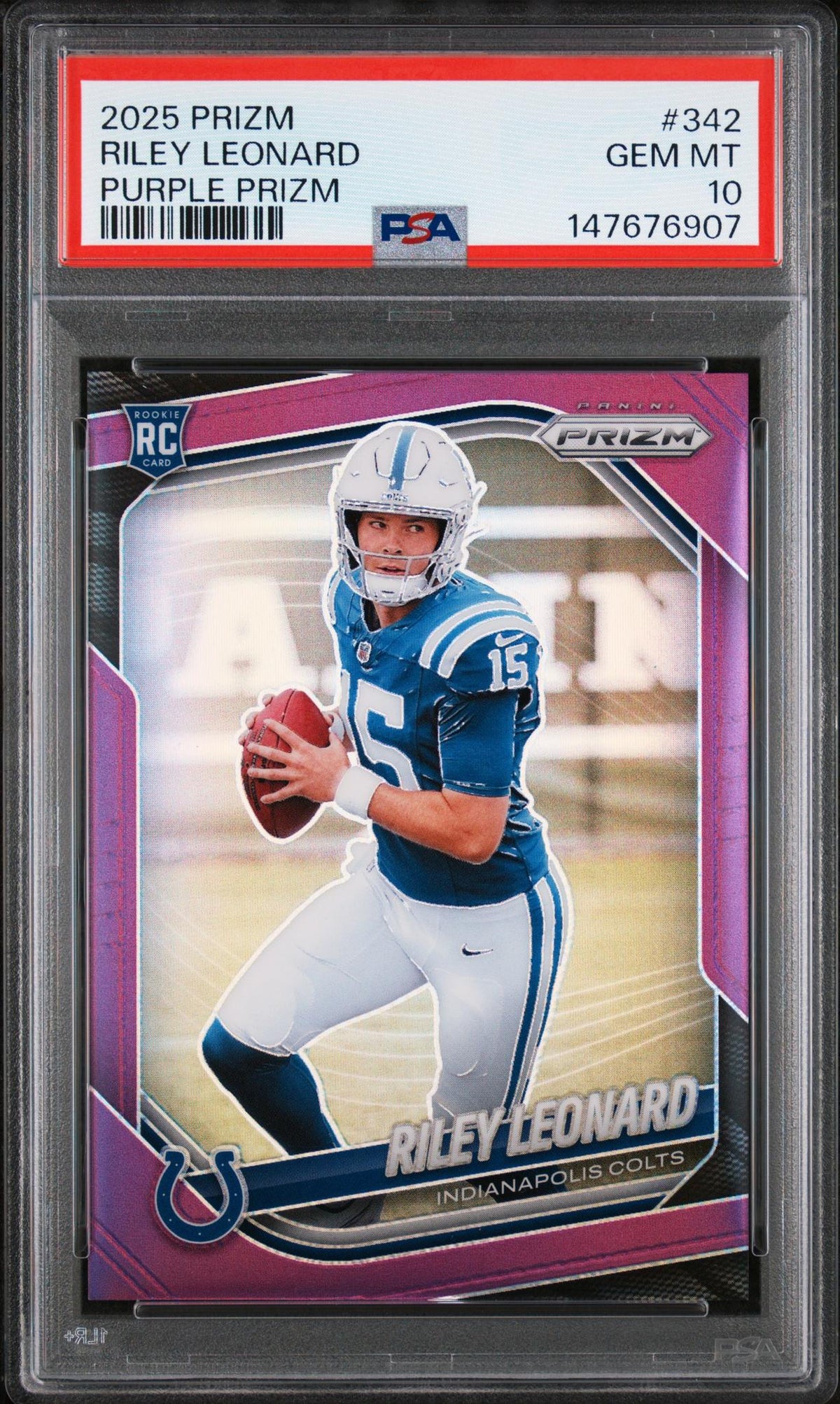 2025 Panini Prizm Purple Prizm Riley Leonard #342 PSA 10
