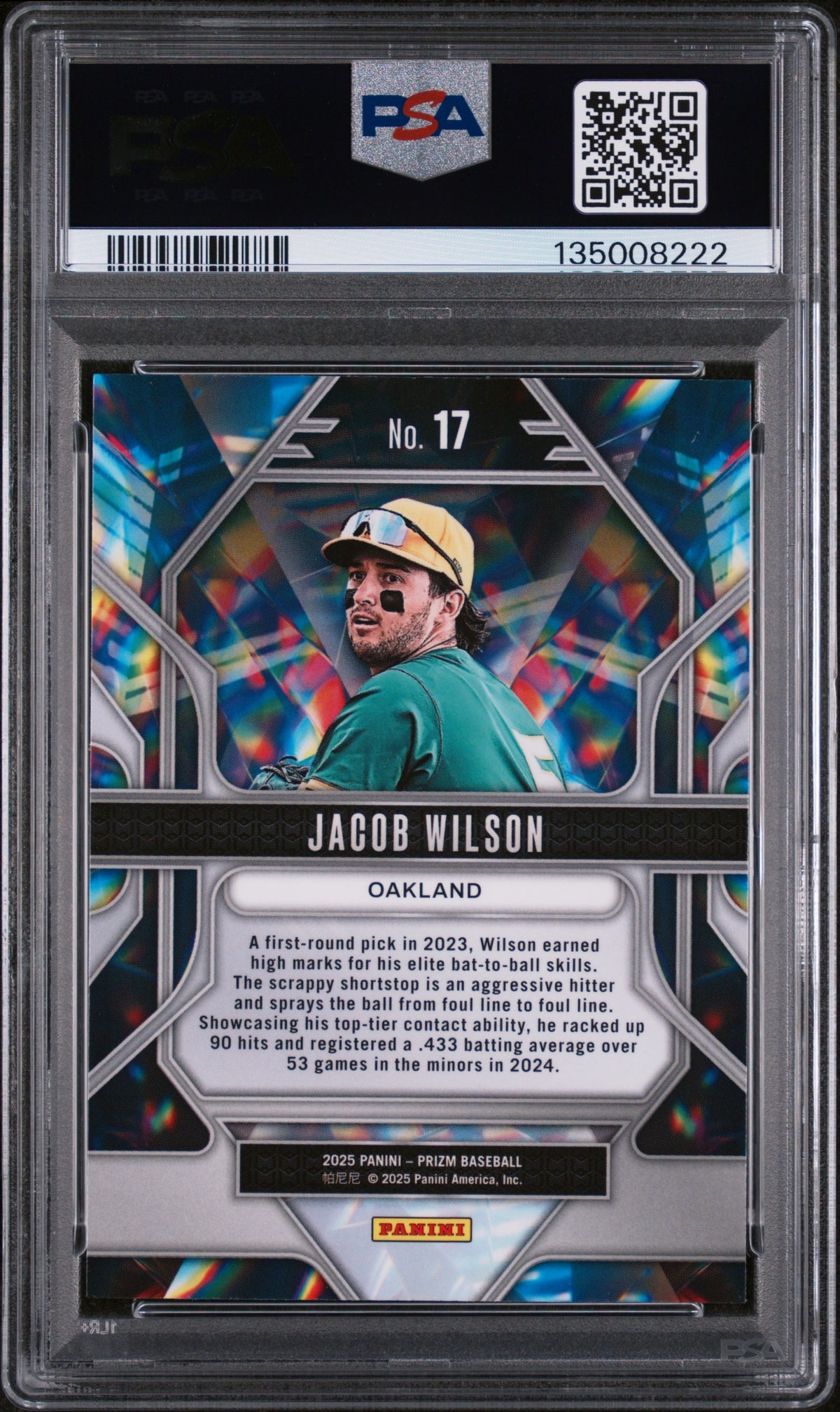 2025 Panini Prizm Prizmatic Jacob Wilson #17 PSA 10