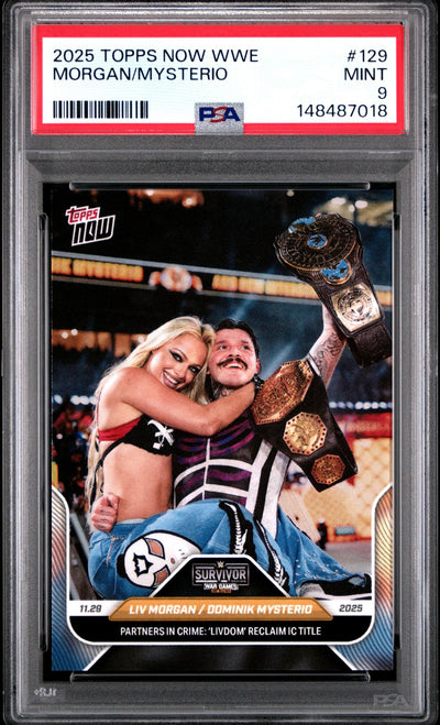 2025 Topps Now WWE Dominik Mysterio/Liv Morgan #129 PSA 9