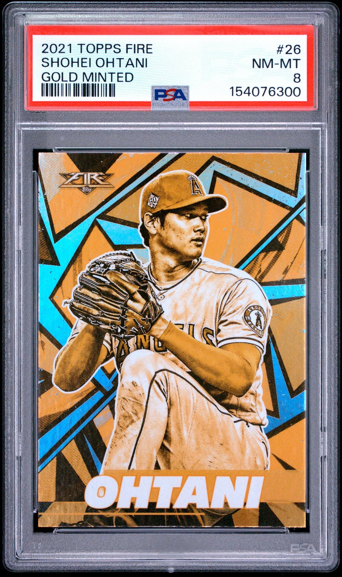 2021 Topps Fire Gold Minted Shohei Ohtani #26 PSA 8