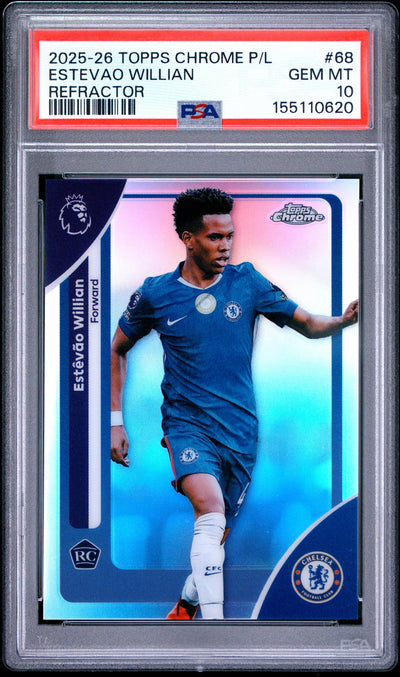 2025 Topps Chrome English Premier League Refractors Estevao Willian #68 PSA 10