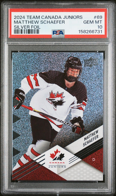 2024 Upper Deck Team Canada Juniors Silver Foil Matthew Schaefer #69 PSA 10