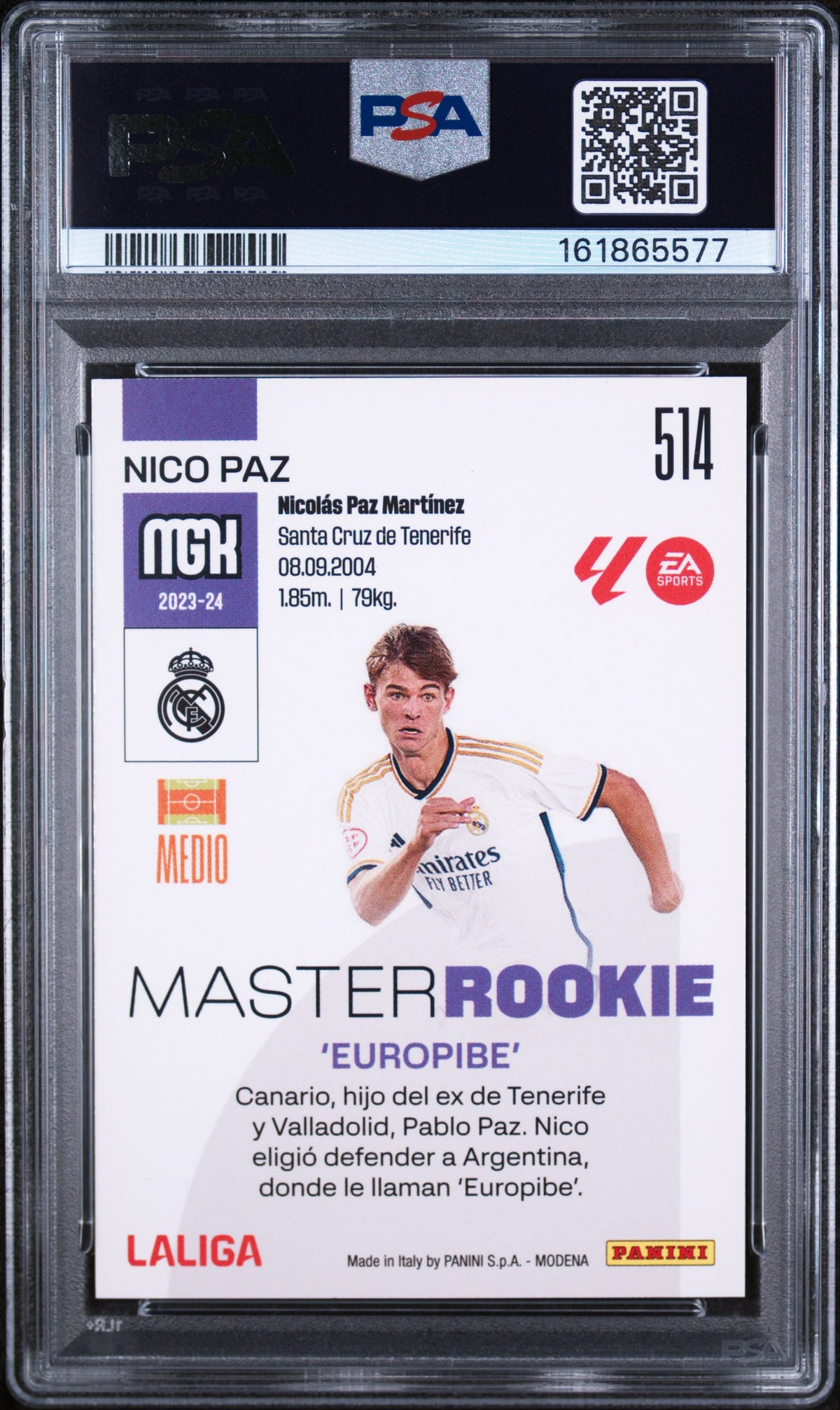 2023 Panini Megacracks Laliga Ea Sports Master Rookie Nico Paz #514 PSA 10