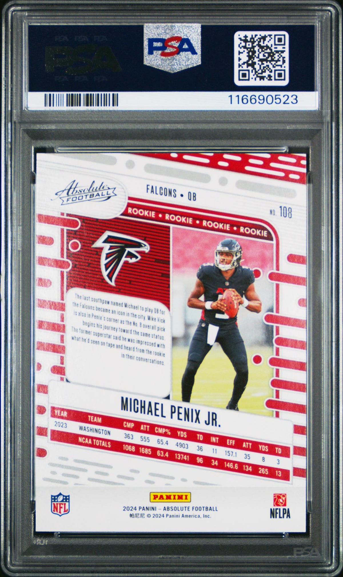 2024 Absolute Blue Michael Penix Jr. #108 PSA 10