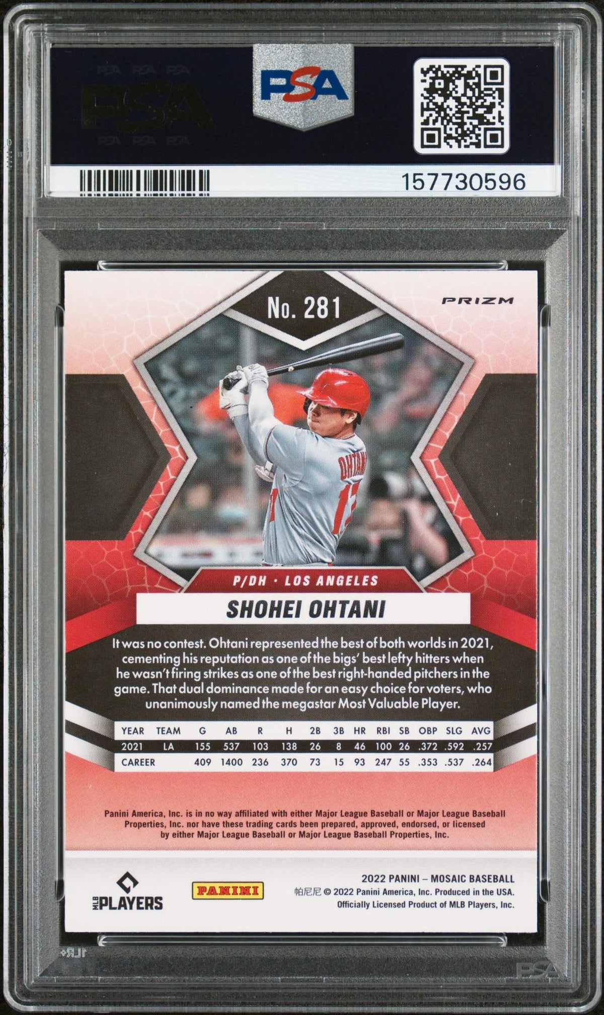 2022 Panini Mosaic Mosaic Shohei Ohtani #281 PSA 9