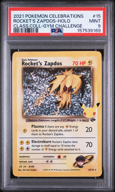 2021 Pokemon Celebrations Classic Collection Gym Challenge Holo Rocket's Zapdos #15 PSA 9