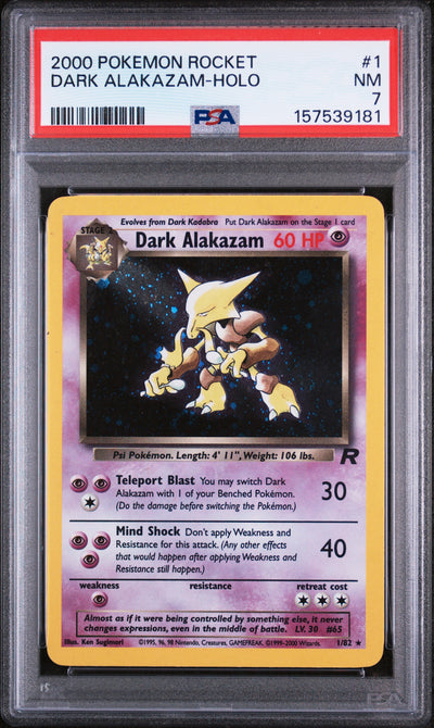 2000 Pokemon Team Rocket Holo Dark Alakazam #1 PSA 7