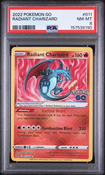 2022 Pokemon Go Radiant Charizard #011 PSA 8