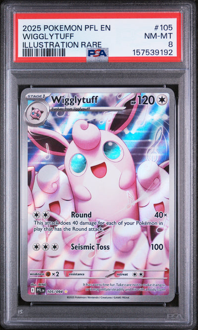 2025 Pokemon Scarlet and Violet Phantasmal Flames Illustration Rare Wigglytuff #105 PSA 8