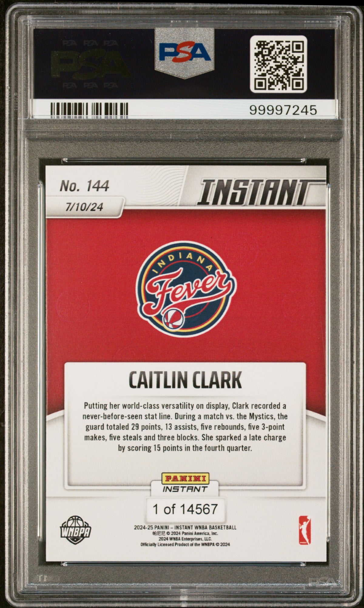2024 Panini Instant WNBA Caitlin Clark #144 /14567 PSA 8