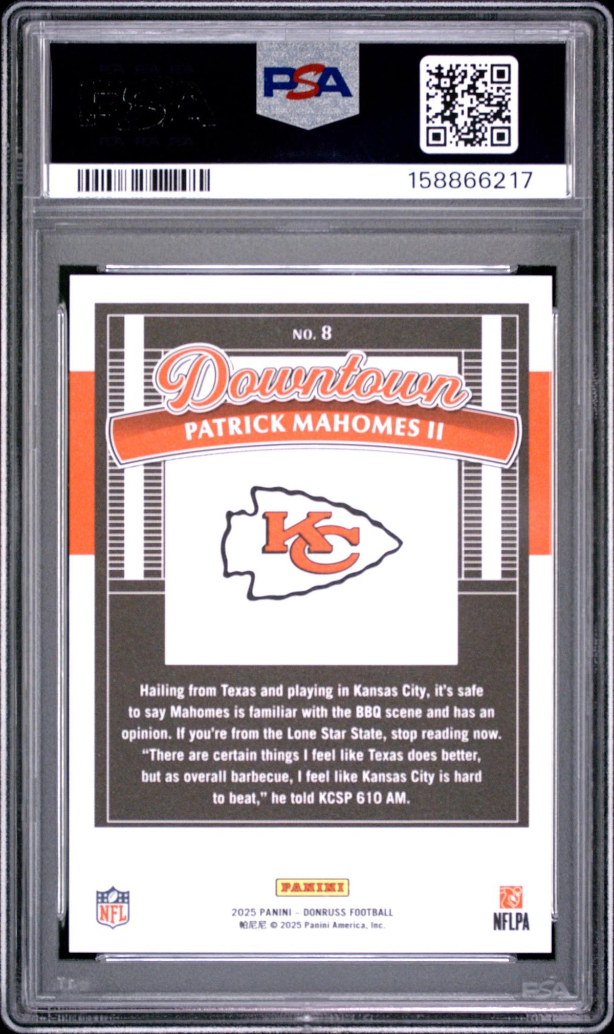 2025 Panini Donruss Downtown Patrick Mahomes II #8 PSA 10