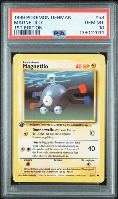 1999 Pokemon Base Set German 1st Edition Magnetilo #53 PSA 10