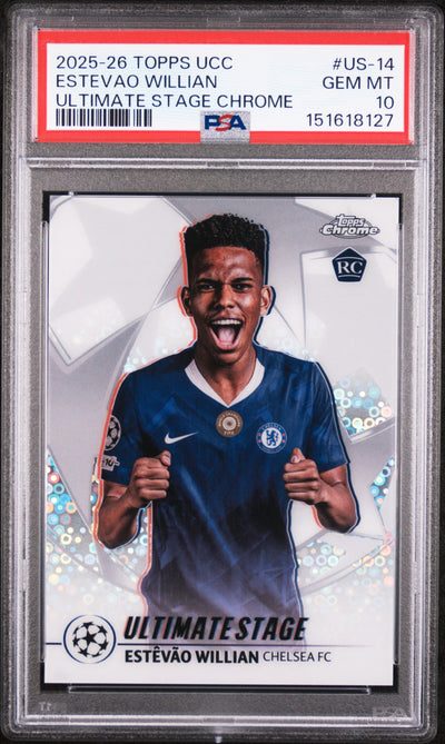 2025 Topps UEFA Club Competitions Ultimate Stage Chrome Estevao Willian #US14 PSA 10