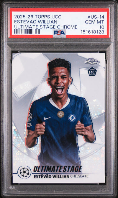 2025 Topps UEFA Club Competitions Ultimate Stage Chrome Estevao Willian #US14 PSA 10