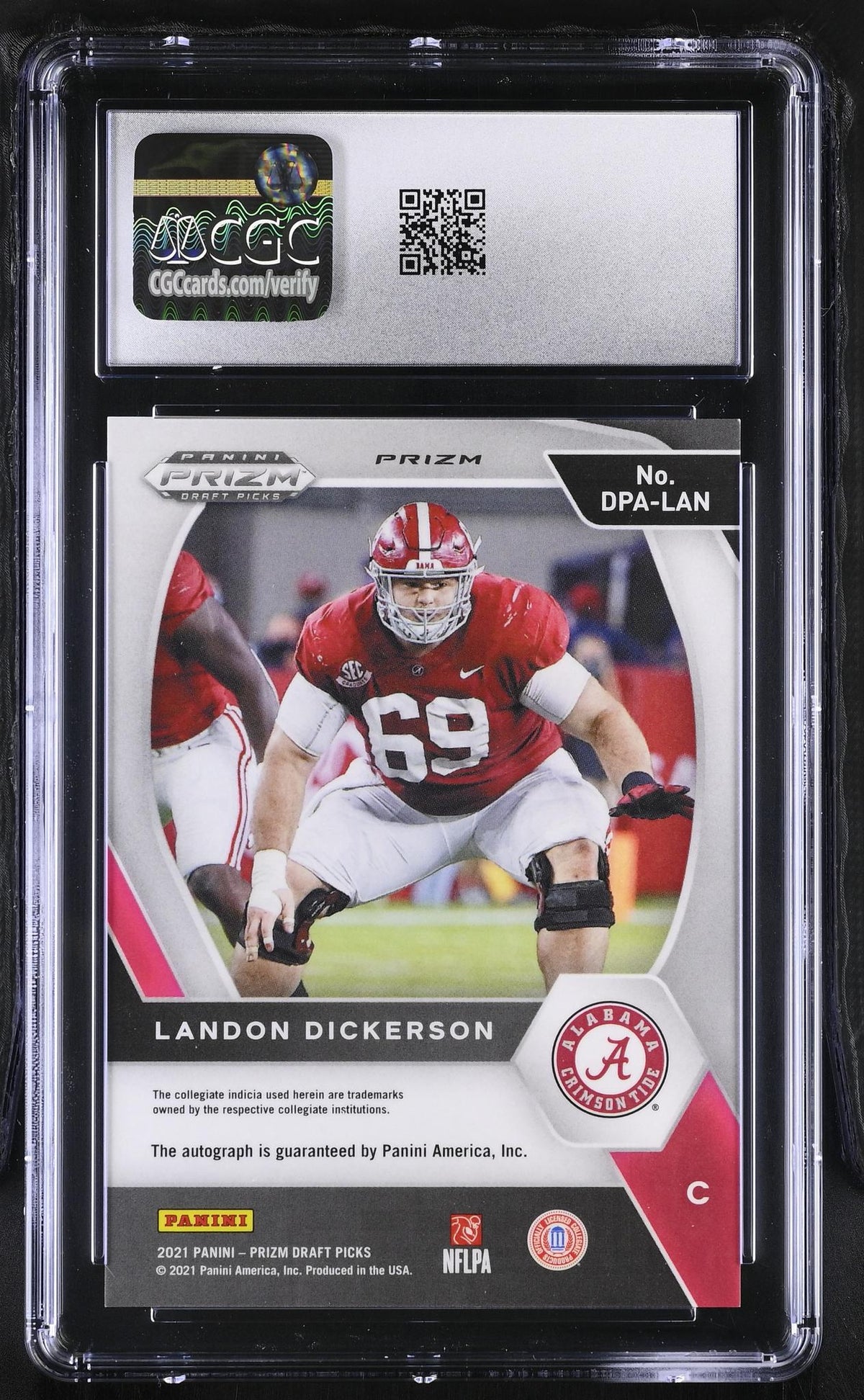 2021 Panini Prizm Draft Picks Landon Dickerson Auto #DPA-LAN Red Ice CGC 8