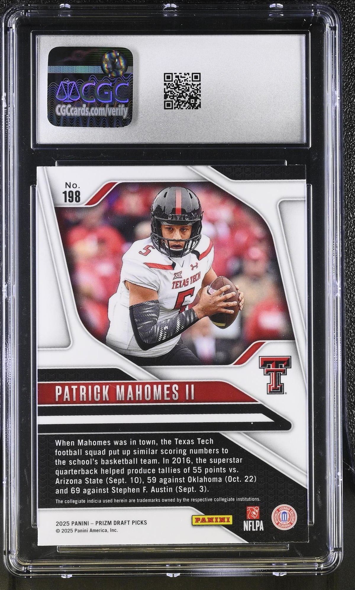 2025 Panini Prizm Draft Picks Patrick Mahomes II #198 CGC 10