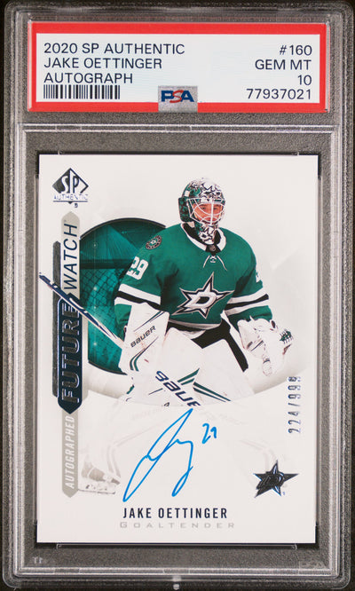 2020 SP Authentic Future Watch Autograph Jake Oettinger #160 /999 PSA 10