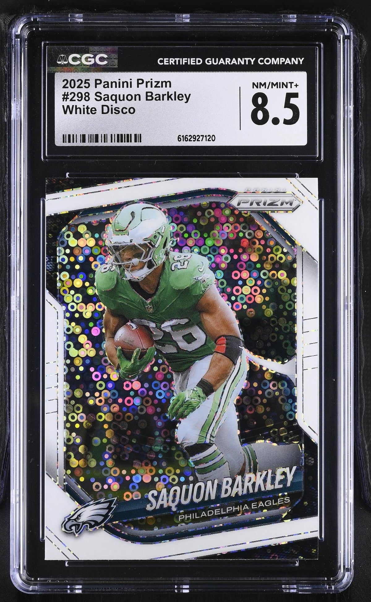 2025 Panini Prizm Saquon Barkley #298 White Disco CGC 8.5